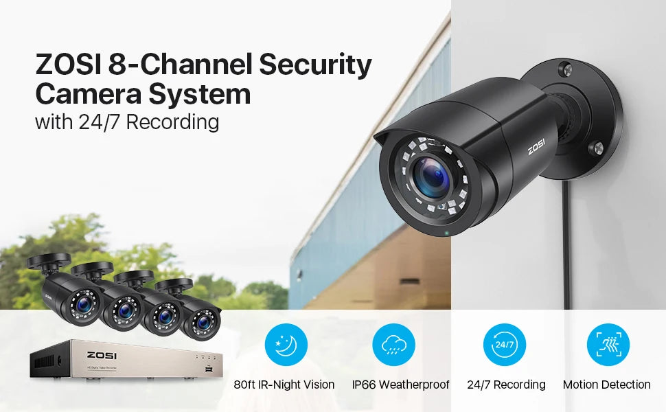 ZOSI 8CH 1080P Wired CCTV Security Camera System with HDD