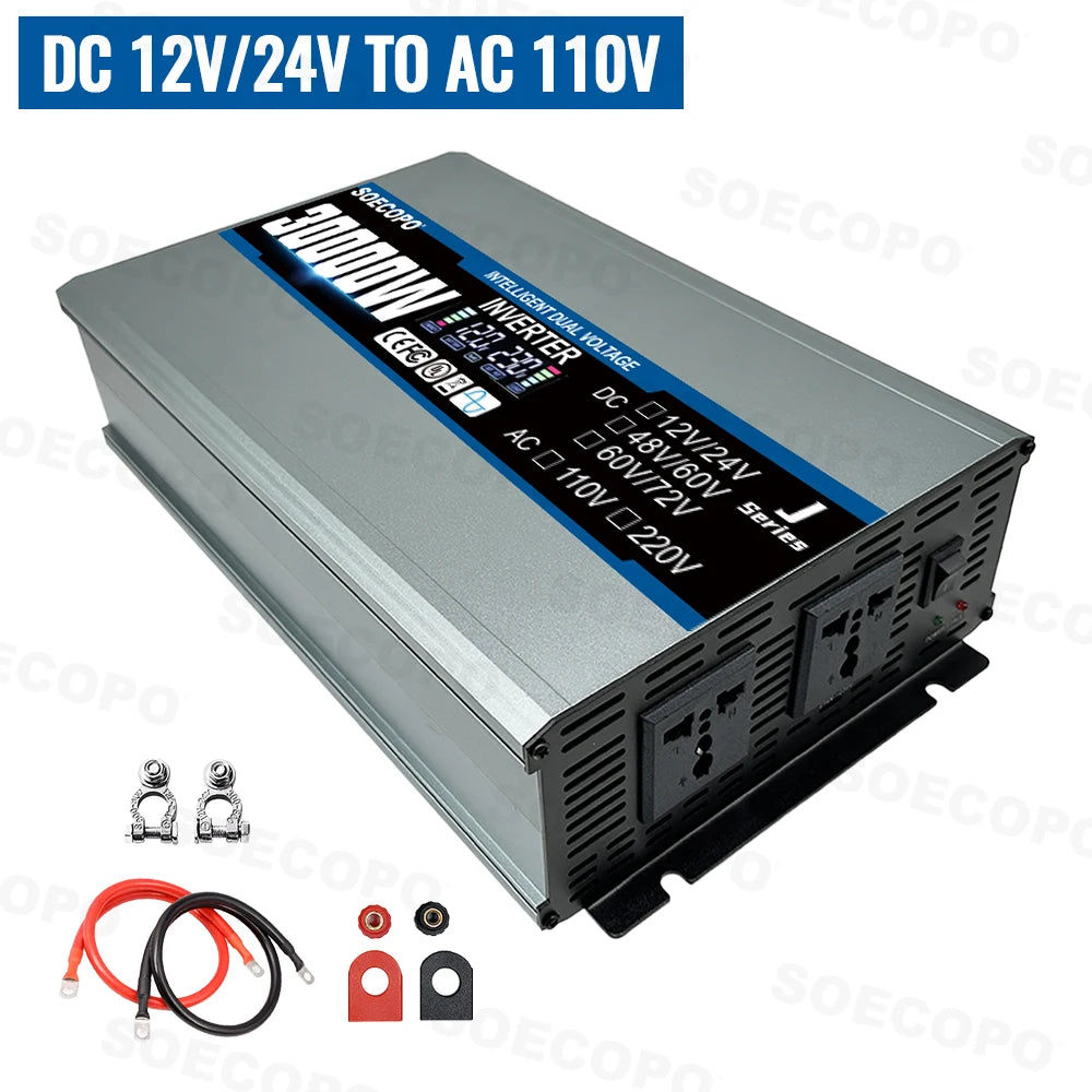 30000W Peak Solar Power Inverter 12V–72V to 110V/220V AC