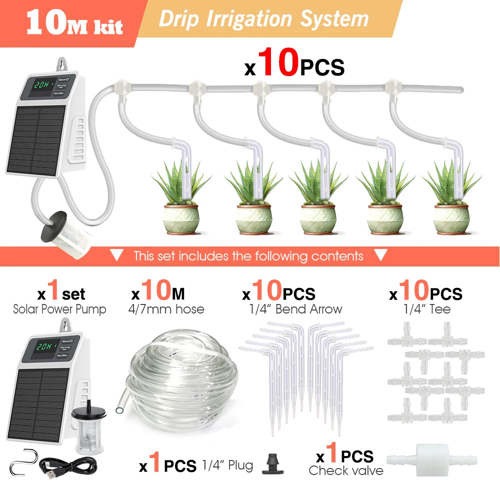 Solar Automatic Drip Irrigation System for 10 Potted Plants