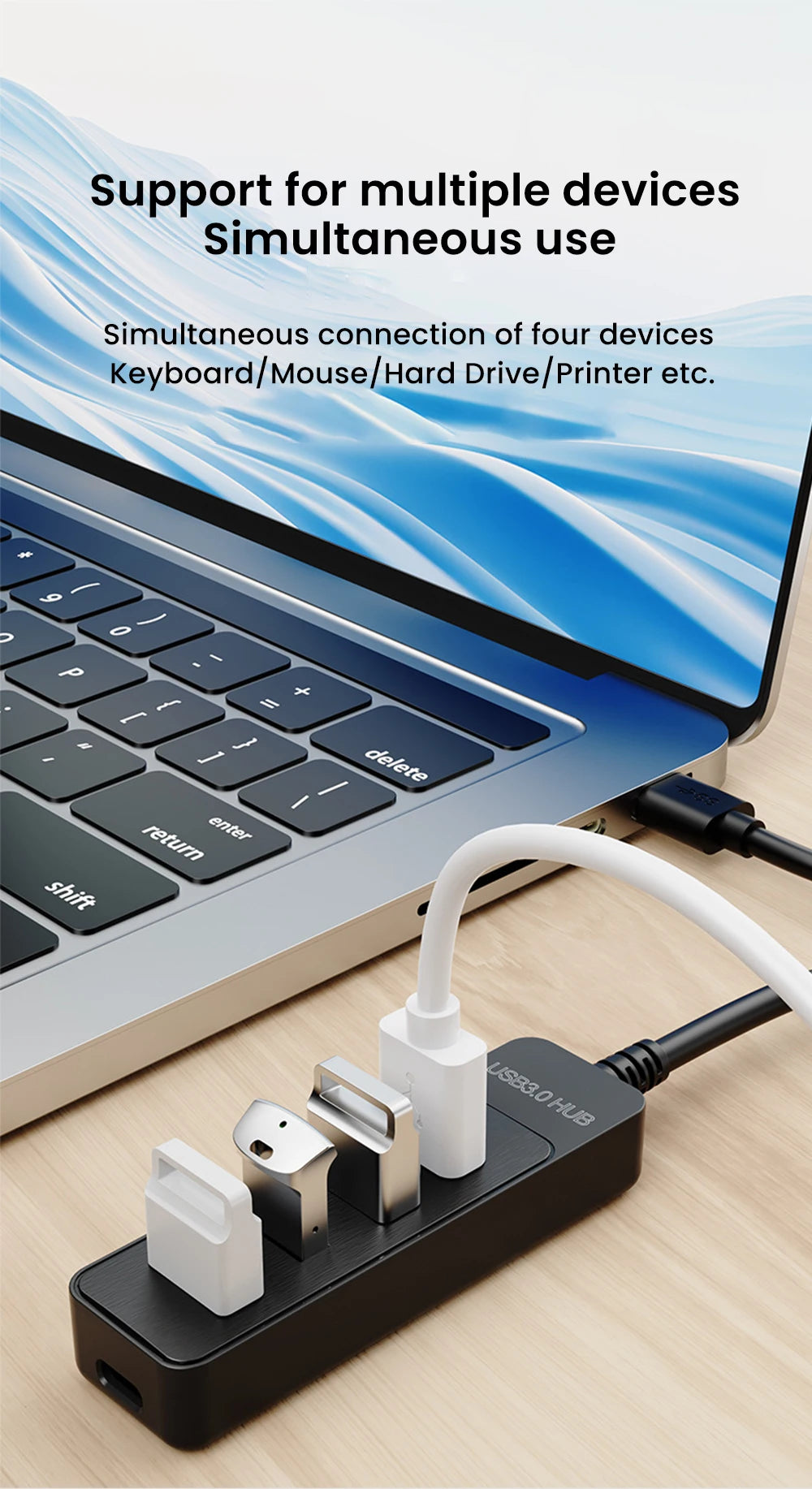 Fünf-Port USB-Hub - USB-A oder USB-C