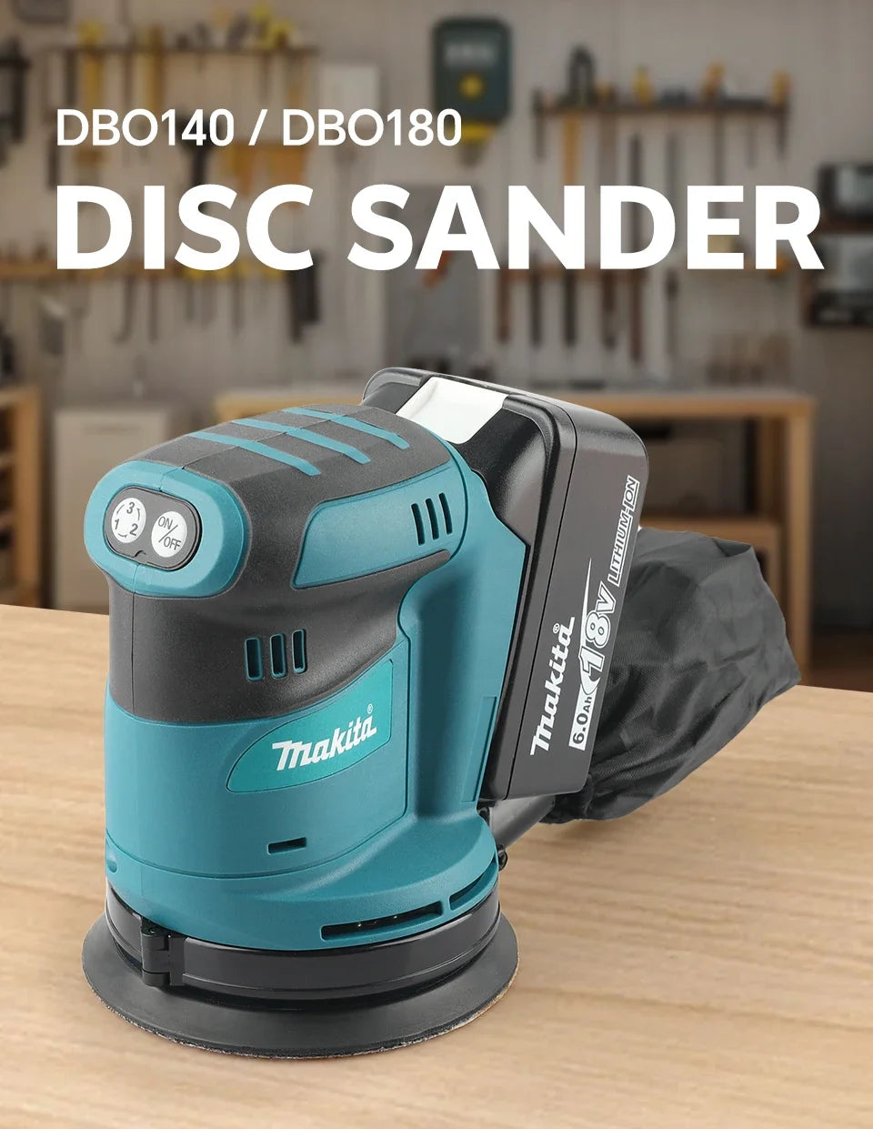 Makita 18V Cordless Random Orbit Sander for Smooth Wood Finishing