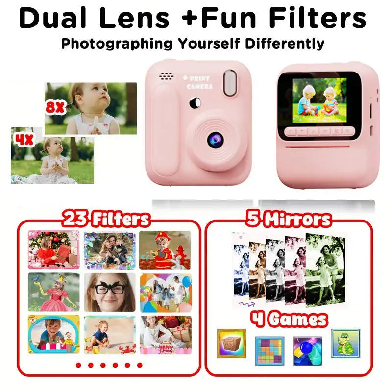 Kids Instant Color Printing Camera 32GB 1080P