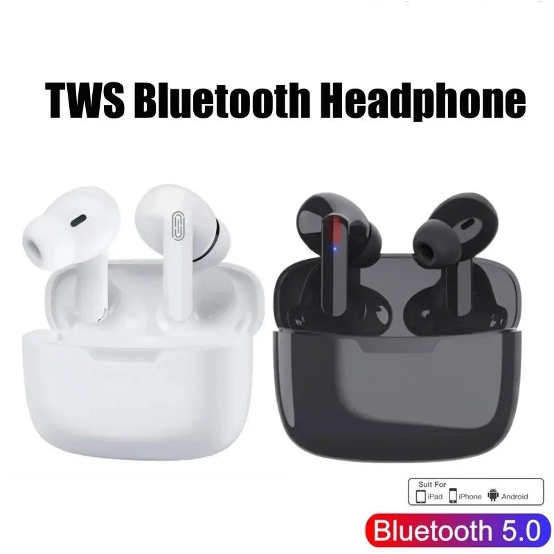 Auriculares sem fios pretos com controlos táteis