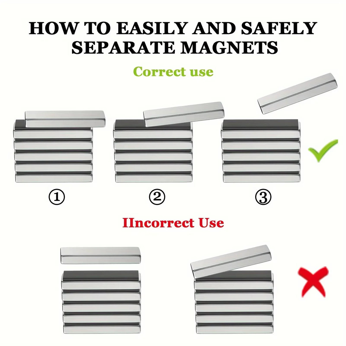 Rectangular Bar Magnets, 30 × 10 × 5mm, Pack of 10