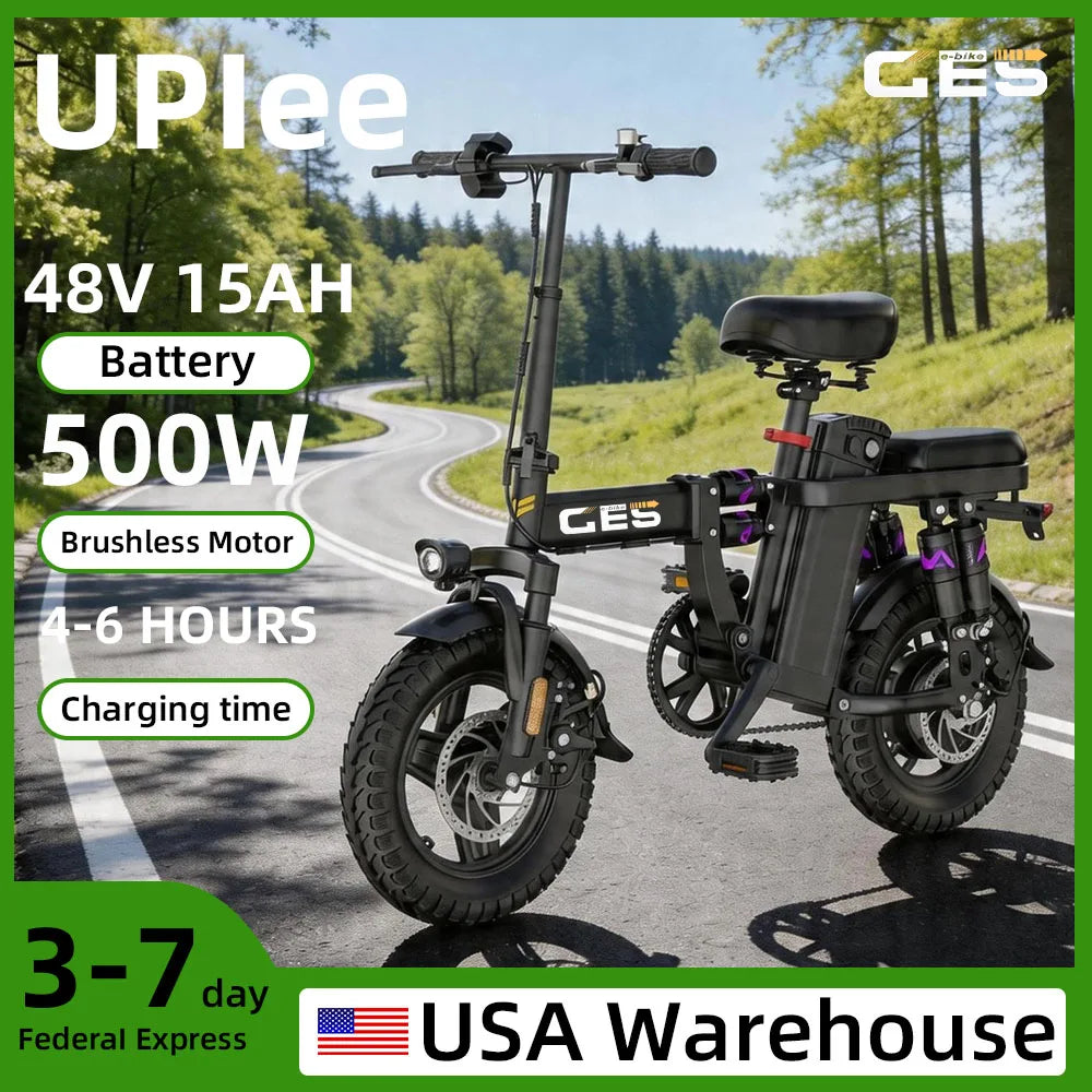 Folding Electric Bike 500W 48V 15Ah Removable Battery 14 Inch