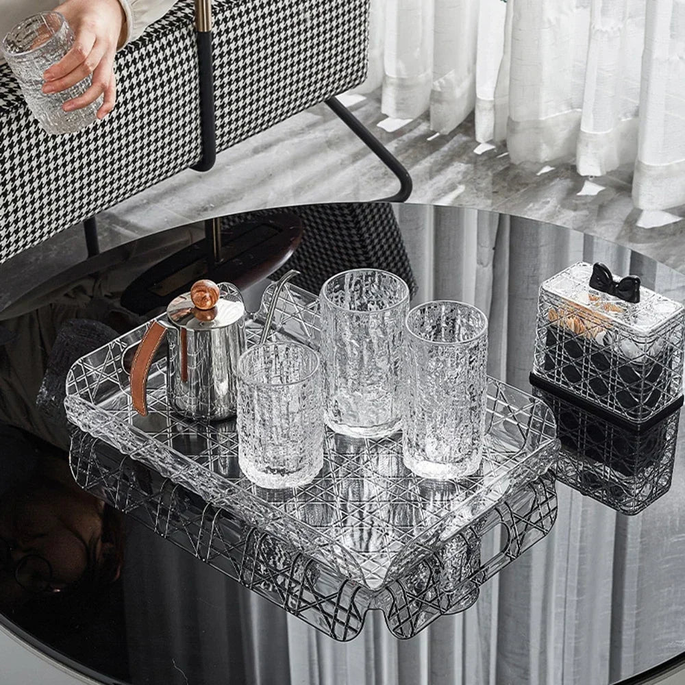 Clear Rectangular Serving Tray with Handles