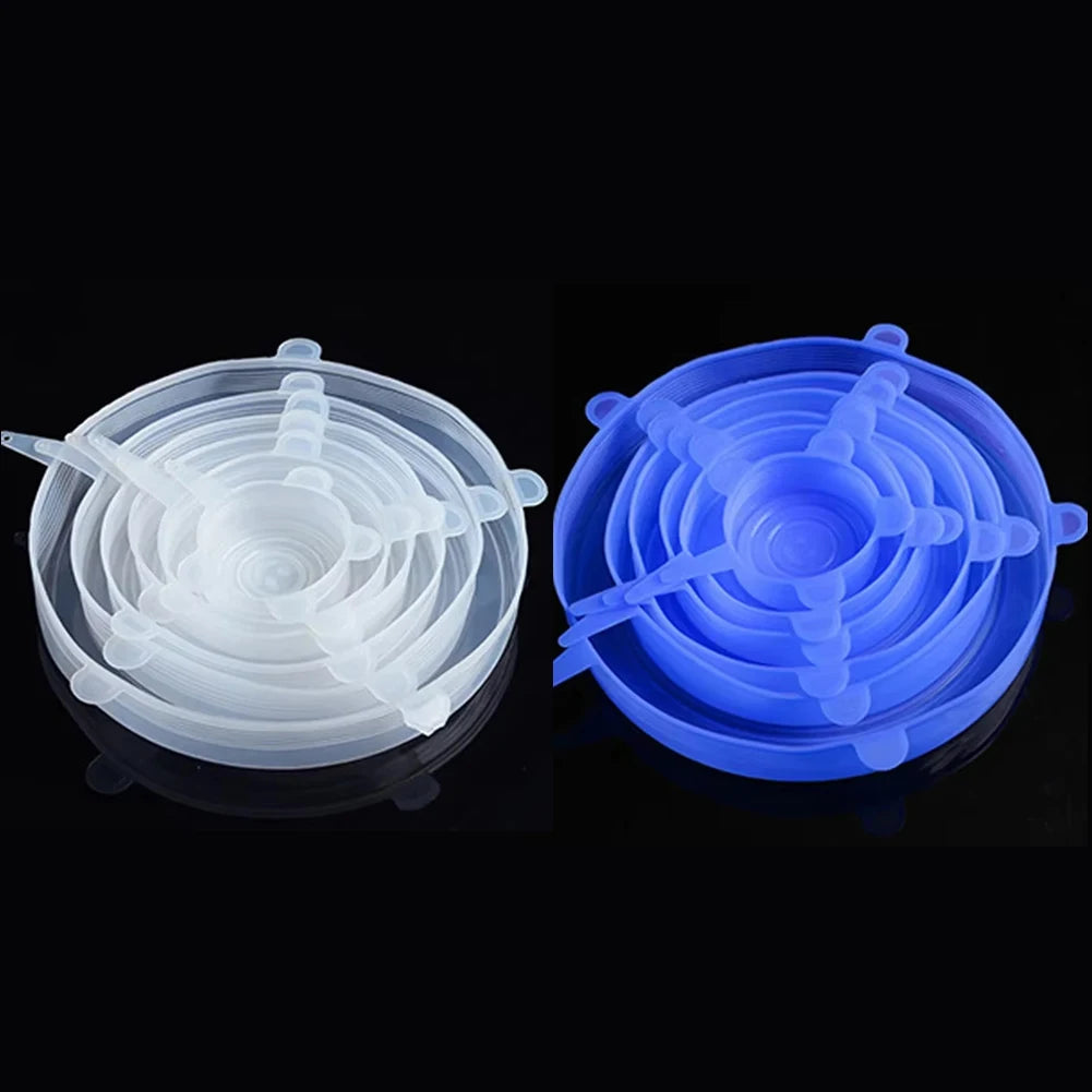 6 Pcs Silicone Cover Stretch Lids for Kitchen Microwave Food Covers Bowl Caps Elastic Silicone Lid Cap Universal Adaptable Lids