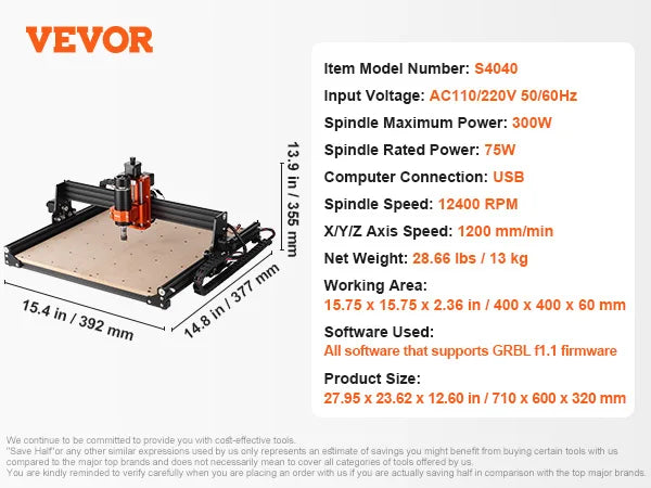 3-Axis CNC Router Machine GRBL Wood Engraving & Milling Kit