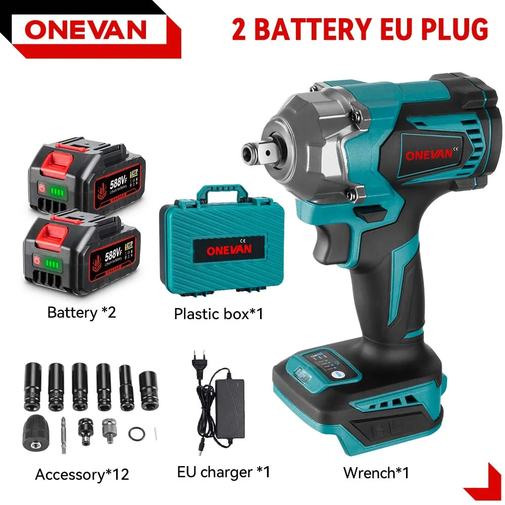 ONEVAN 1200N.m Brushless Electric Impact Wrench 1/2 inch Cordless Electric Screwdriver Drill Tool For Makita 18V Battery Pin - Spy-shop.com