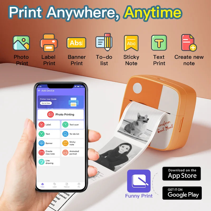 D2-O1 Bluetooth Mini Thermal Printer with Paper Bundles