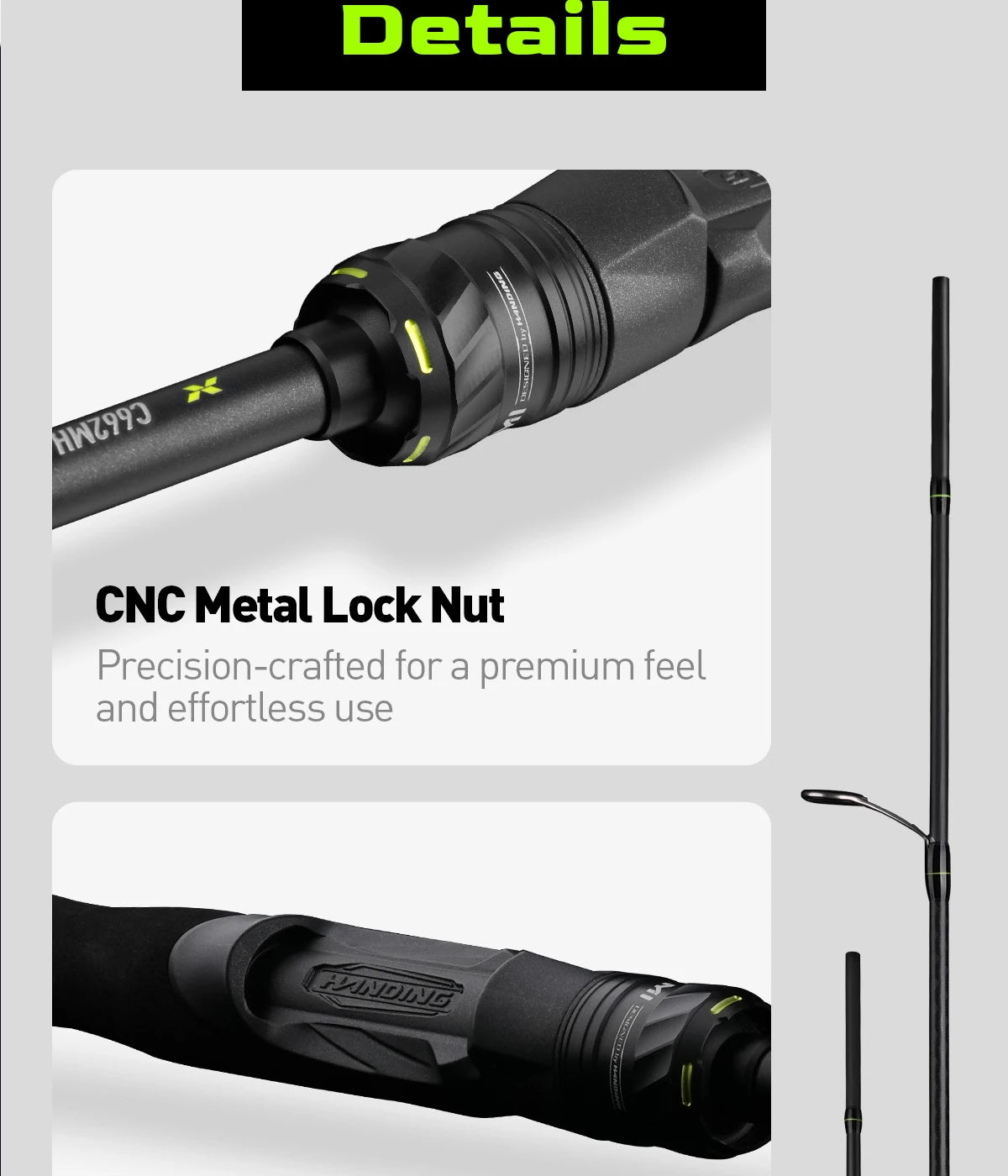 HANDING M1 Bass Fishing Rod with Fuji Guide Rings