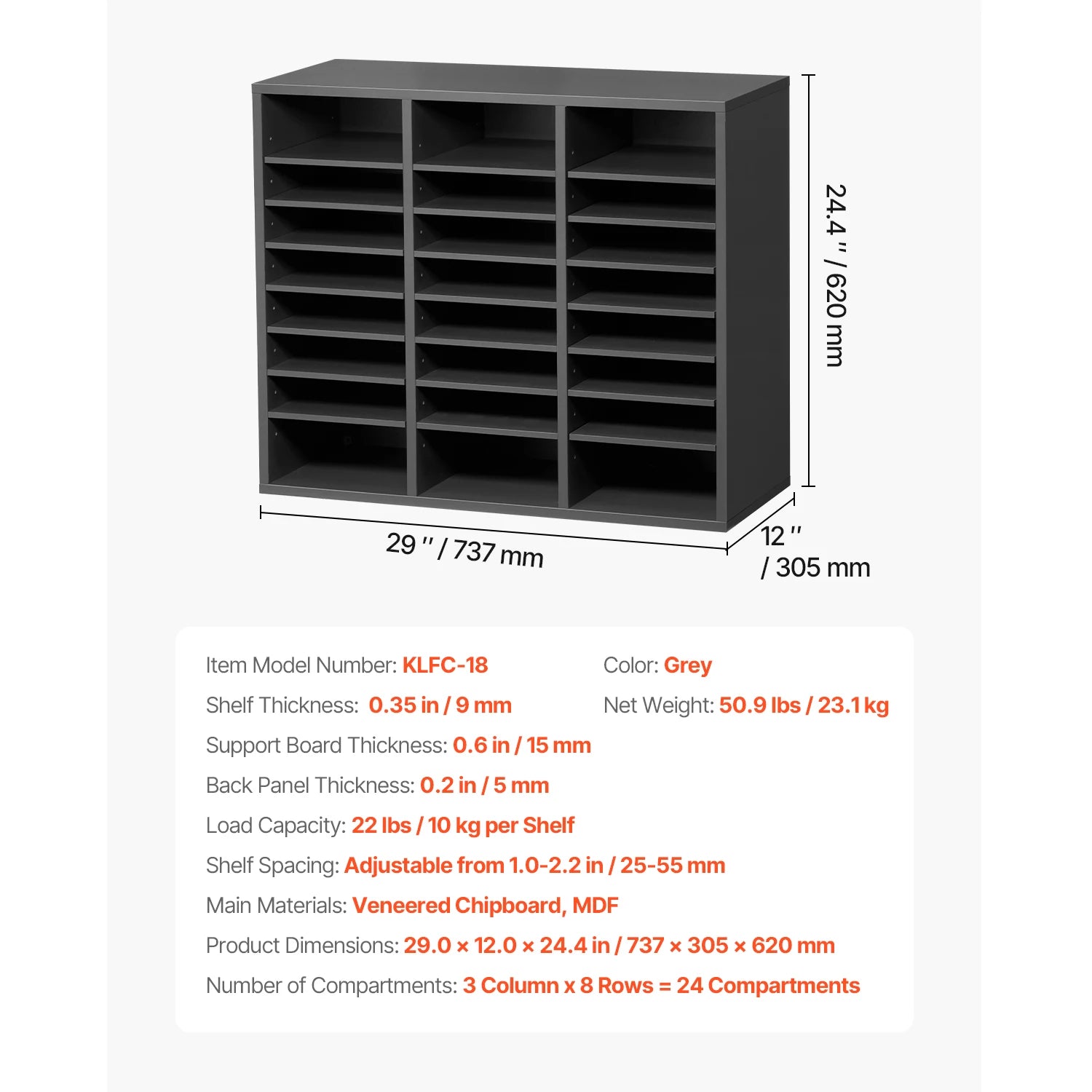 Wood Literature Organizer Mail Sorter for Office, Home, Classroom