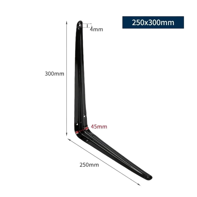 Reinforced Black Shelf Brackets, 2/6-Piece Packs