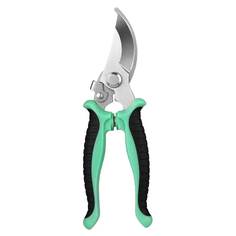 Green-Handle Stainless-Steel Garden Pruner