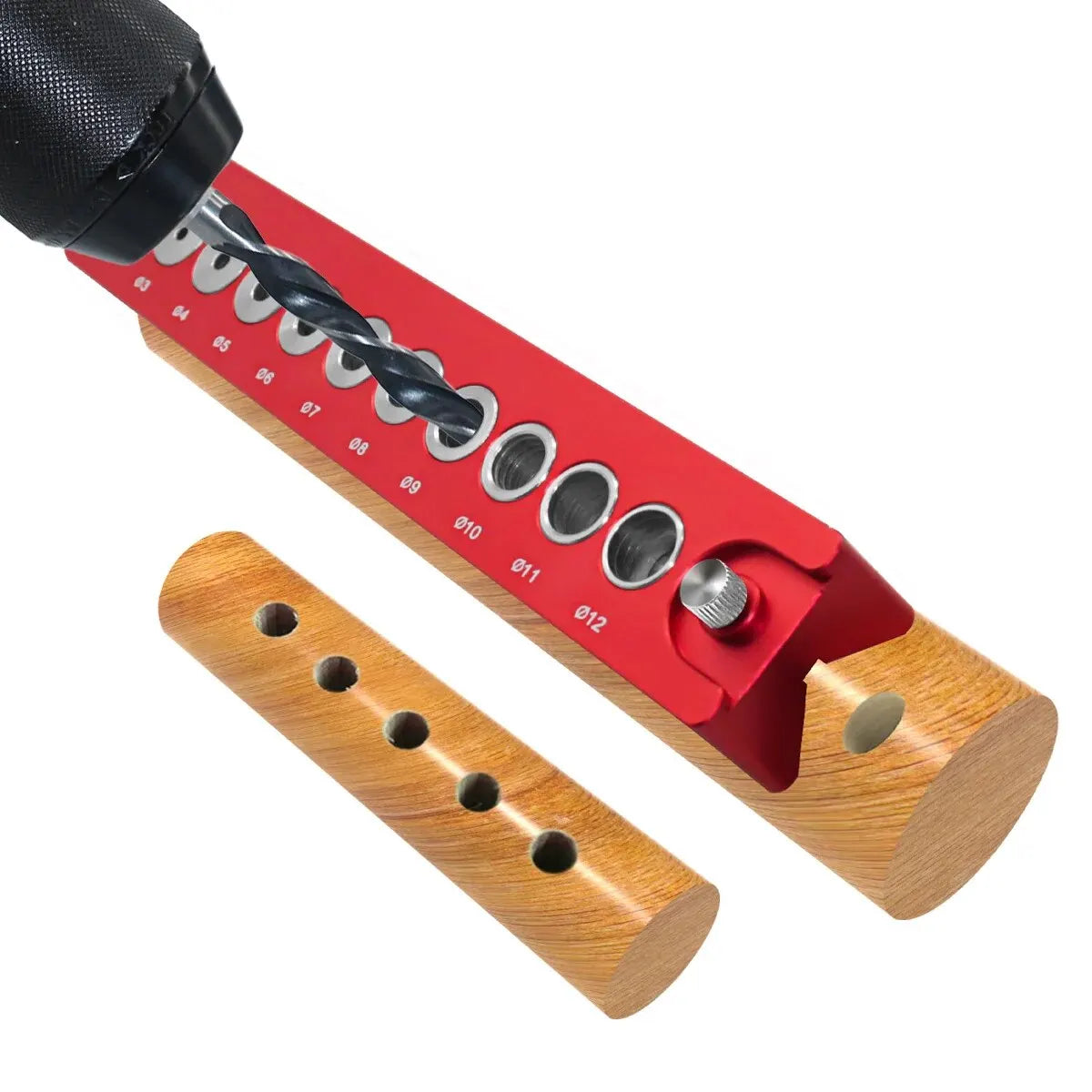 Aluminium selv-sentraliserende dowel boring jig – 3–12 mm
