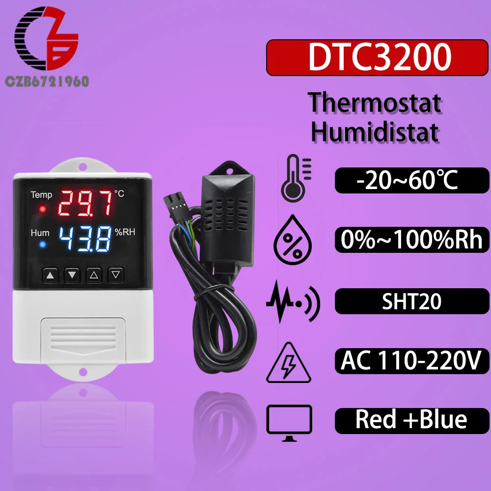 Digitální termostat a vlhkoměr s volbami modelů