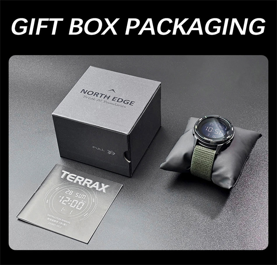 NORTH EDGE 2026 TERRAX Herrenuhr Digitaluhr Outdoor-Sport Schwimmen Wasserdicht 50M Stoppuhr Countdown Elektronische Uhr Für Herren