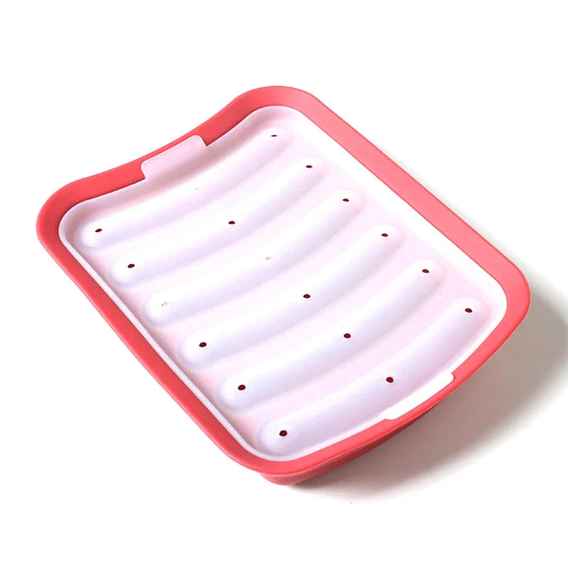 Six-Cavity Silicone Sausage Mould with Lid
