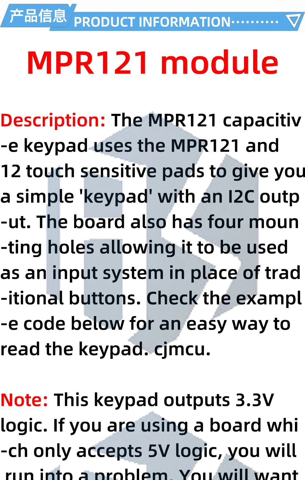 Module capacitif à douze touches MPR121