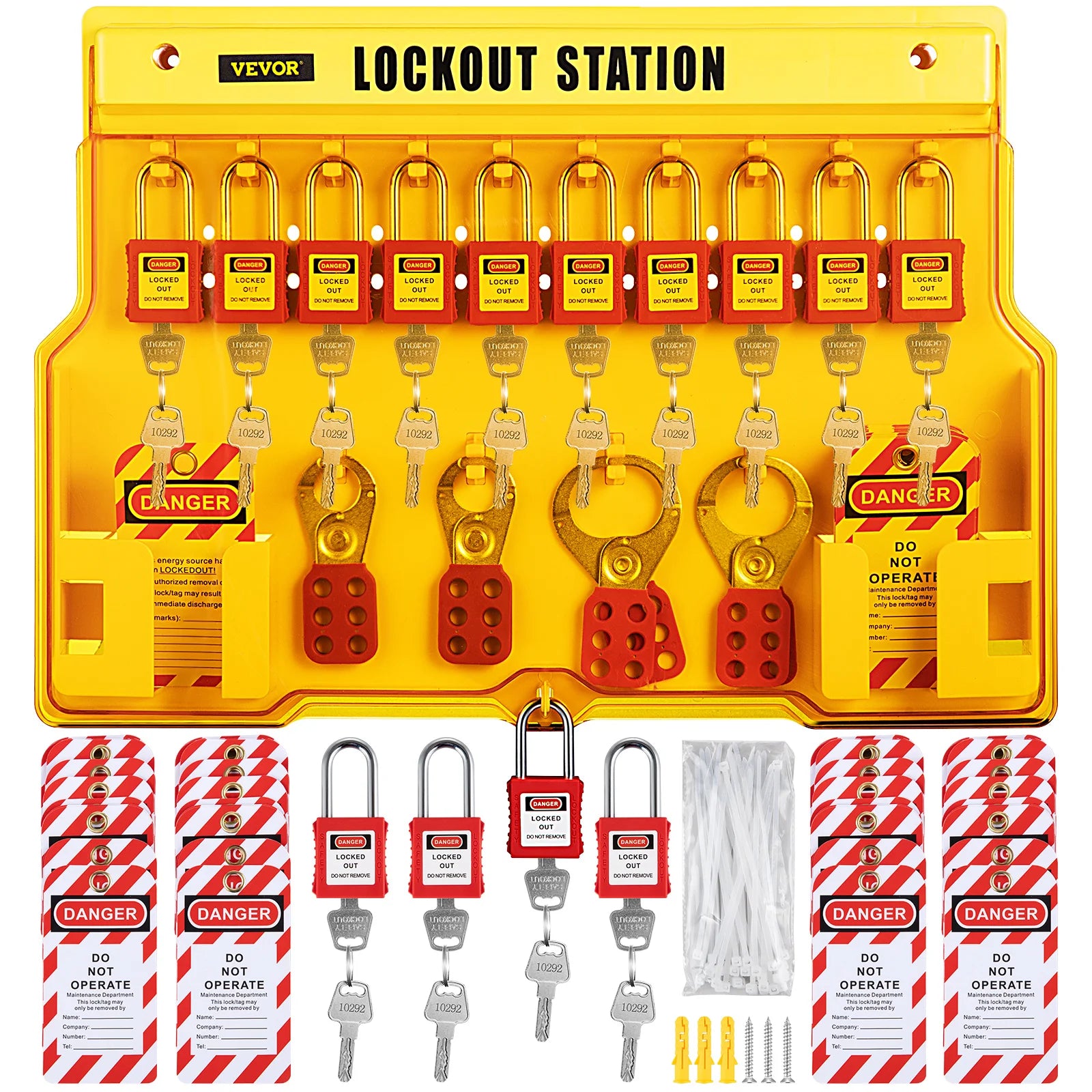 Lockout Tagout Kit Set with Padlocks, Hasps & Station (26–58 PCS)