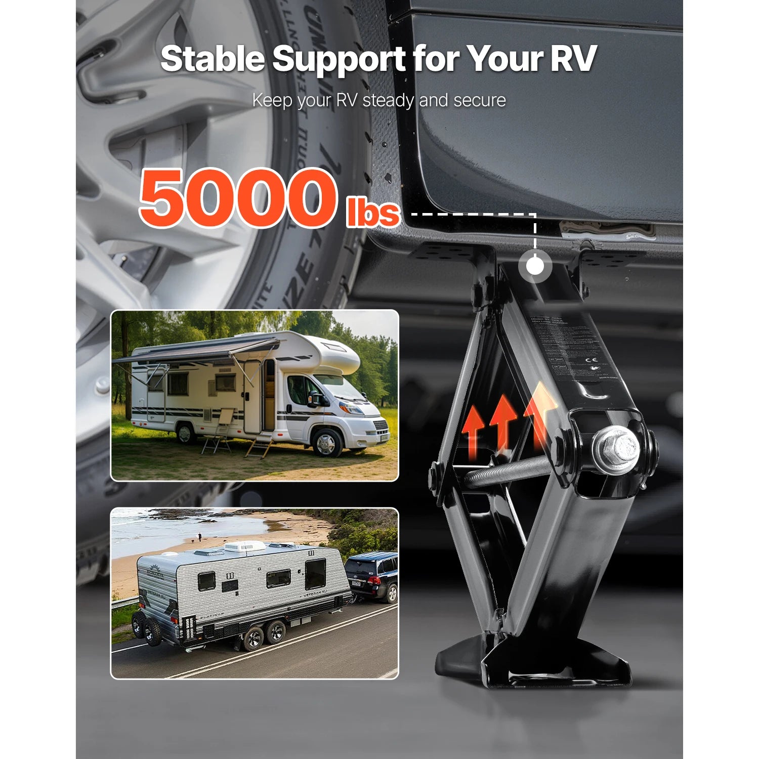 Set di 4 cric a forbice per camper, stabilizzatori pesanti con livella