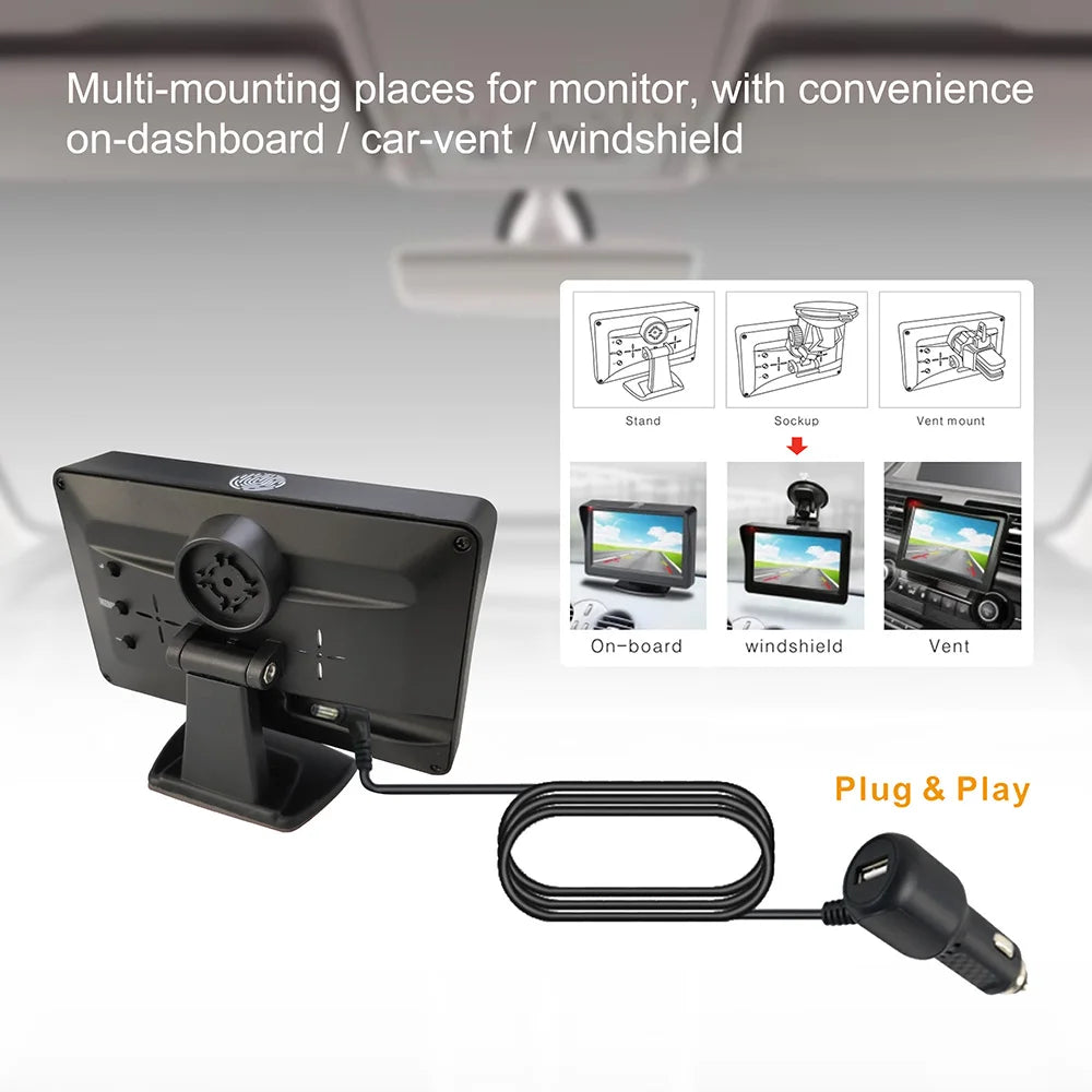 4.3 Inch Solar Vehicle Wireless Reverse Camera with 1080P Monitor