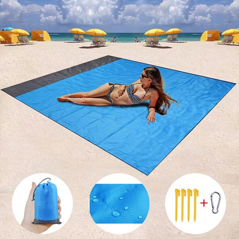 Manta impermeable para picnic de bolsillo de 200x210 cm, manta para playa sin arena, para camping, picnic al aire libre, cubierta plegable para tienda, ropa de cama
