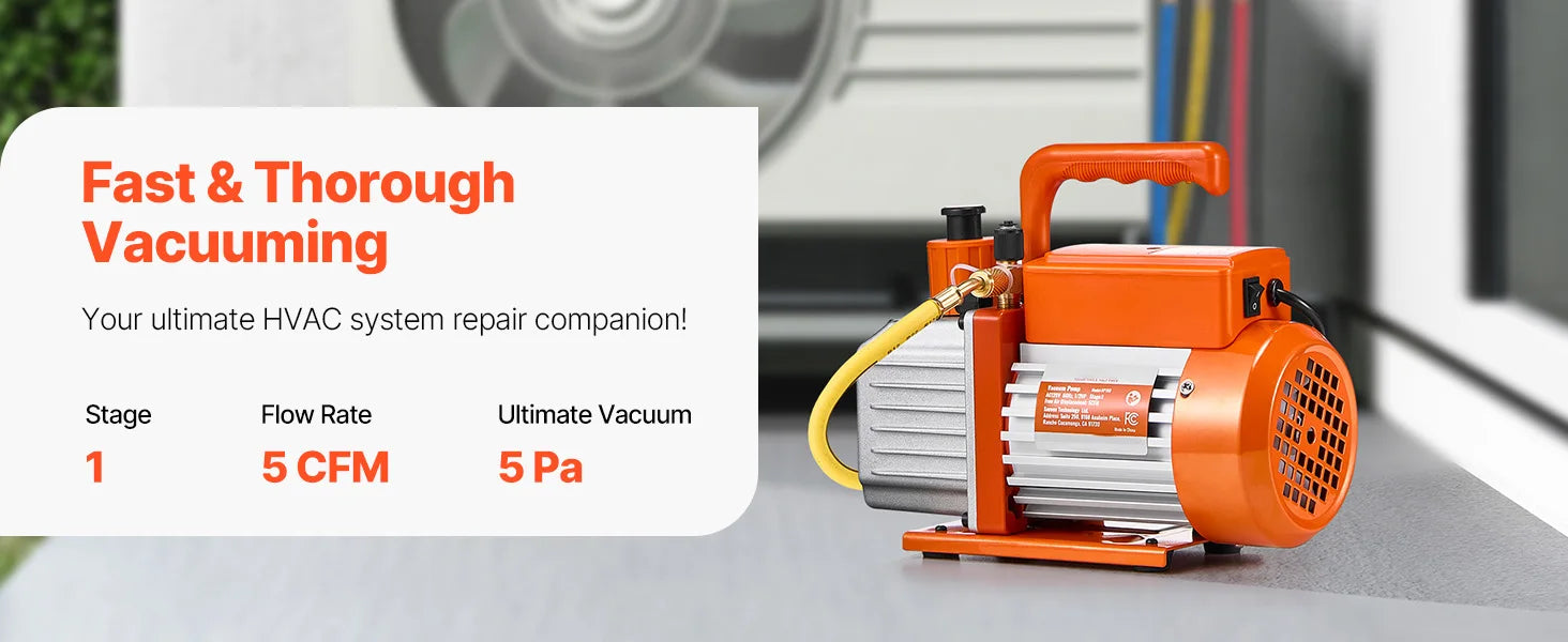 HVAC Vacuum Pump 3.5–9 CFM Single & Dual Stage for AC Systems