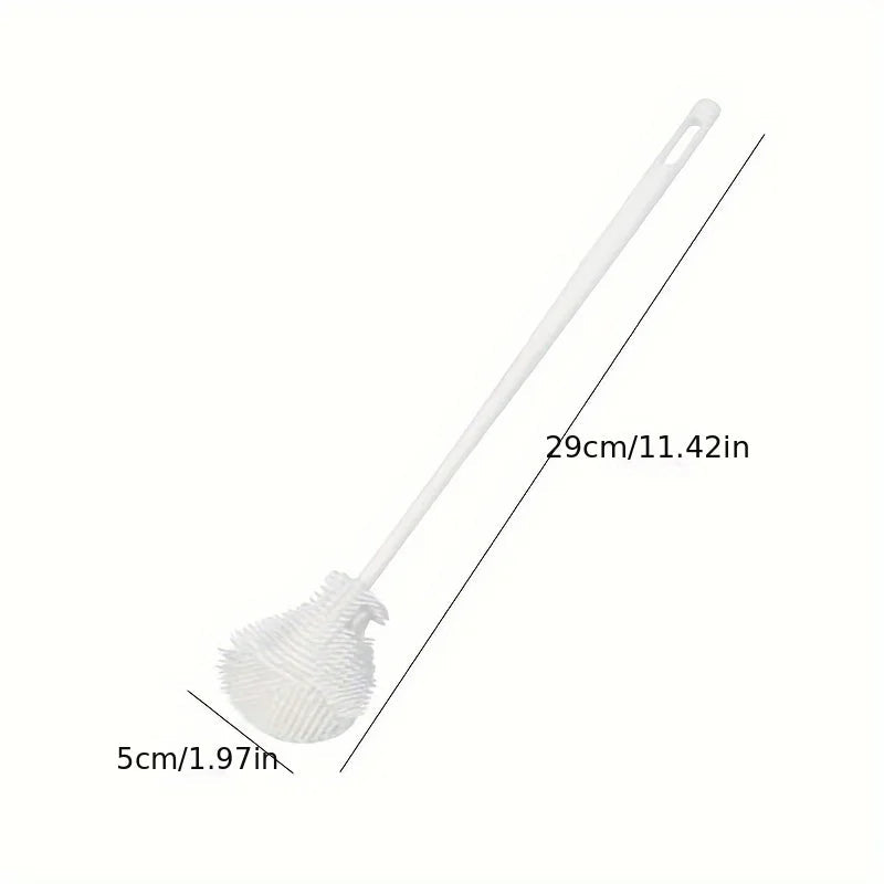 Foldable 360 degree comprehensive cleaning silicone brush with long handle design, reusable for bottles and cups