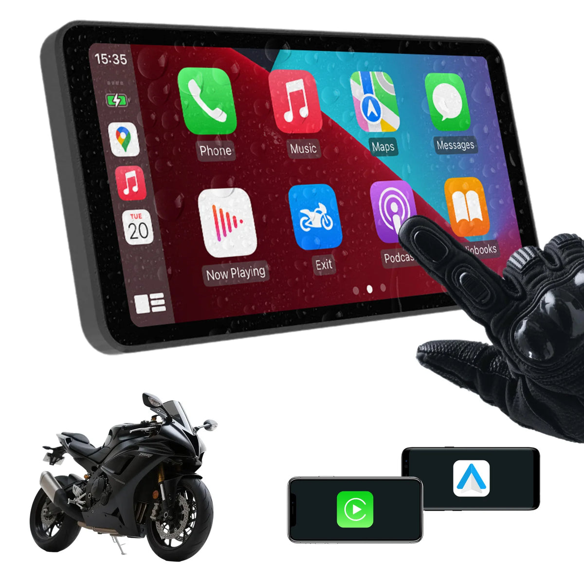 Six-Inch Motorcycle CarPlay and Android Auto Display
