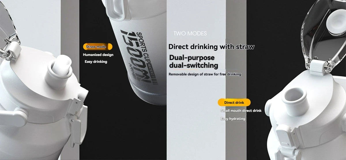 Thermos Wasserflasche mit Strohhalm, Griffbecher, 316 Edelstahlflasche, große Kapazität, vakuumisolierter Becher