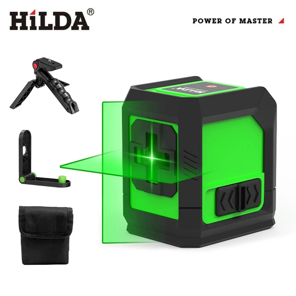 HILDA Laser Level 2 lines/5 Lines 360 Automatic Leveling Level Construction Tool Equipment Green Light Cross Laser Good Gift