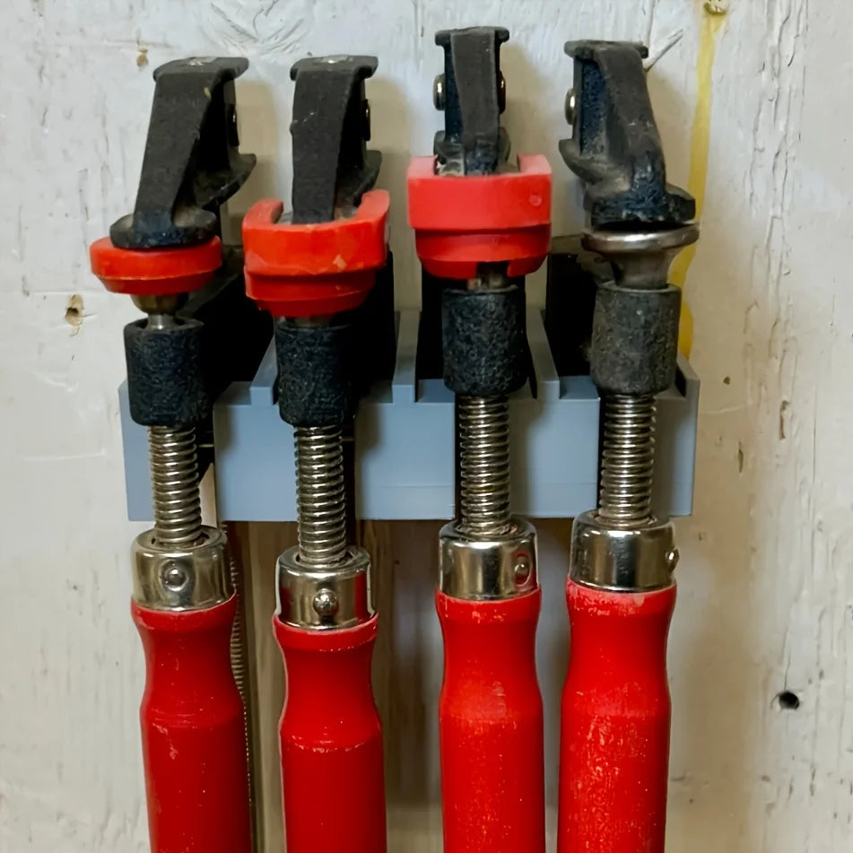 Wall-Mounted F-Style Clamp Holder for Workshop Storage