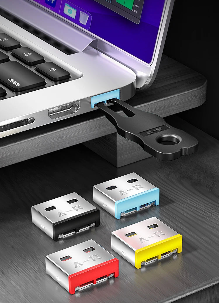 Zece blocări USB-A cu cheie de eliminare