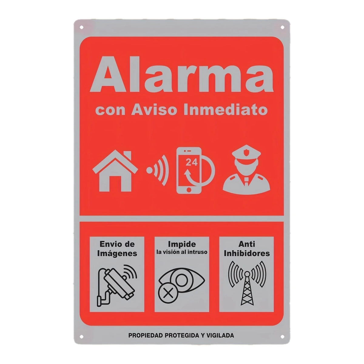 Metal Alarm Warning Sign, Three Size Options