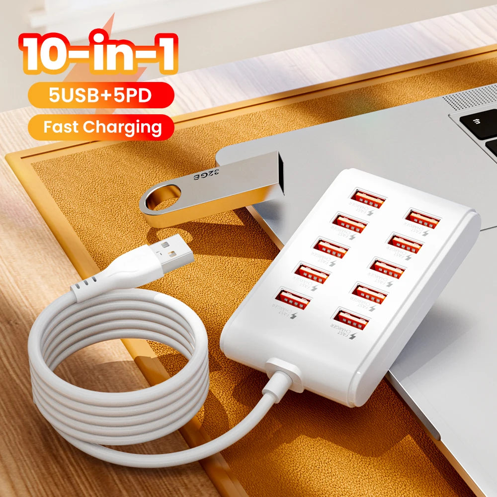 Ten-Port USB 2.0 Hub with One-Metre Cable