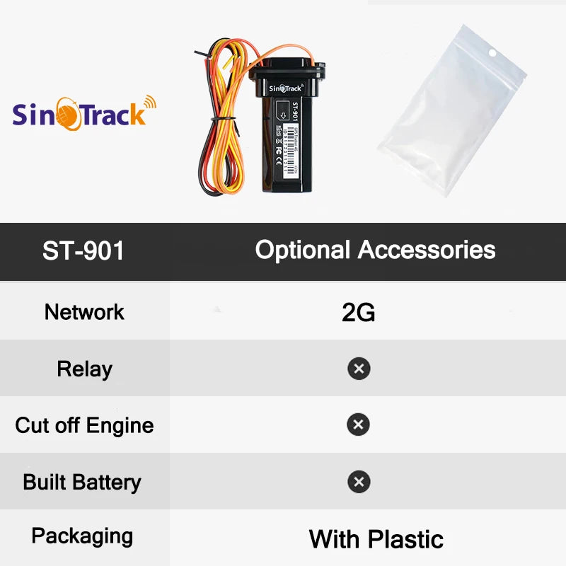 SinoTrack Best GPS Tracker ST-901 Vehicle Tracking Device Waterproof Motorcycle Car GPS GSM SMS Locator with Real Time Tracking