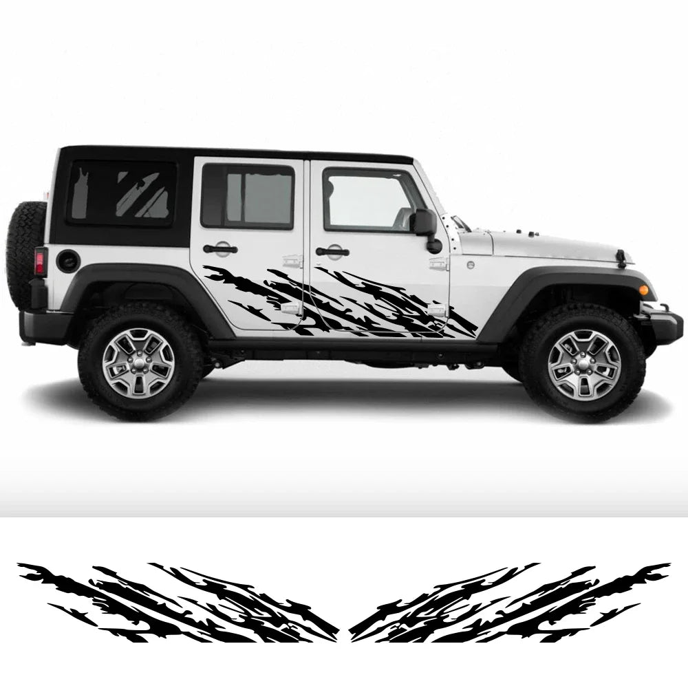 For Jeep Wrangler JK JL TJ YJ Car Door Side Stickers Mud Splashing Styling Vinyl Film Decals Decoration Auto Tuning Accessories