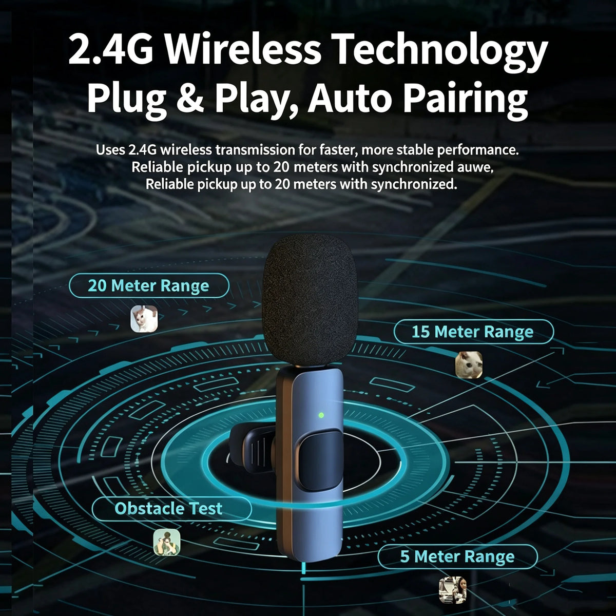 Wireless Lavalier Microphone Kit, Connector Options