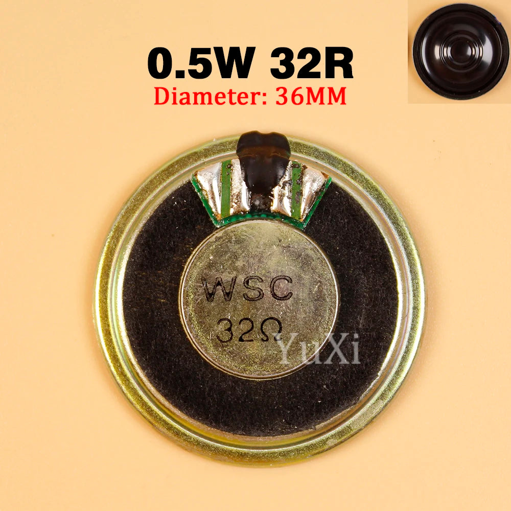 32 Ohm 0.5 W Mini Speaker, Size and Wiring Options