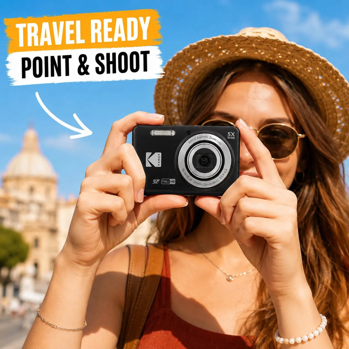 16MP Compact Digital Camera with 5X Optical Zoom and 1080P Video