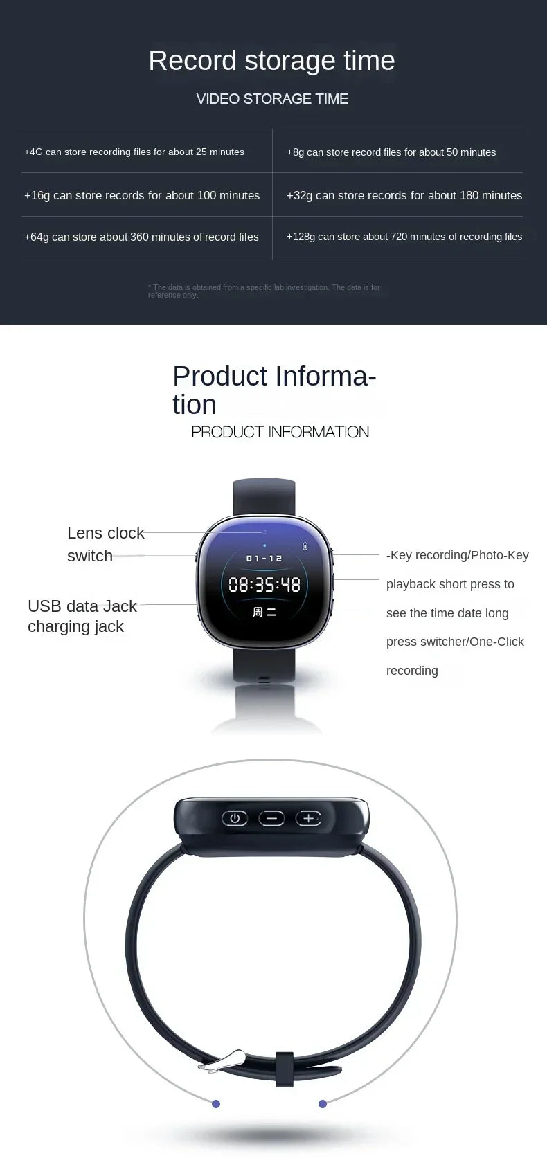 1080P Watch Mini Camera with Audio Recording