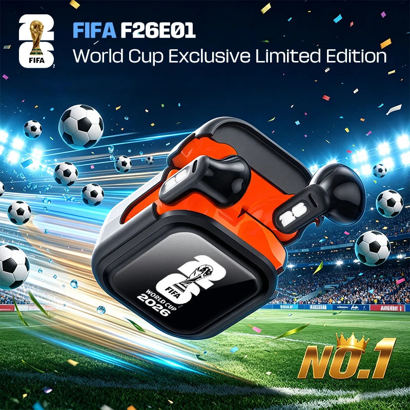 FIFA-F26E01 TWS Wireless Earbuds Bluetooth 6.0 ENC Noise Cancelling 42H Battery IPX5 Waterproof 30ms Low Latency HiFi Stereo Gaming Headphones with Mic