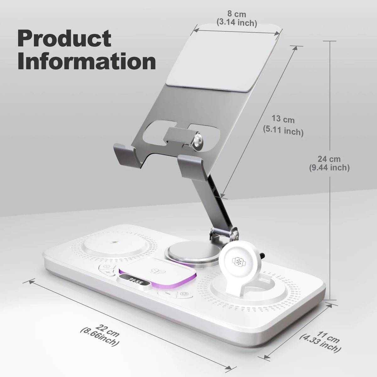 7-in-1 Wireless Charger Stand Pad, 15W Fast Charging