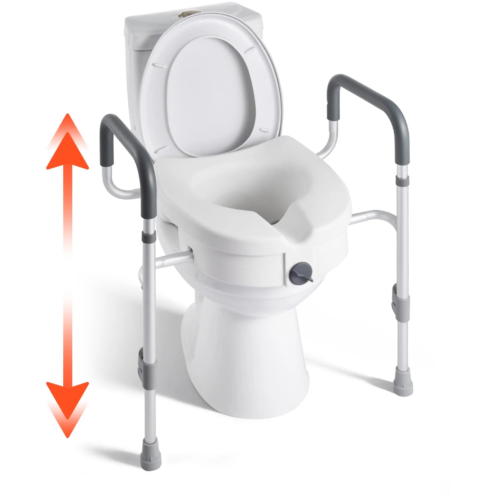 SucceBuy verhoogd toiletzitting met armleuningen, verstelbaar, draagvermogen 350 lbs, 5 inch hefhoogte met handgrepen voor senioren, ouderen en gehandicapten