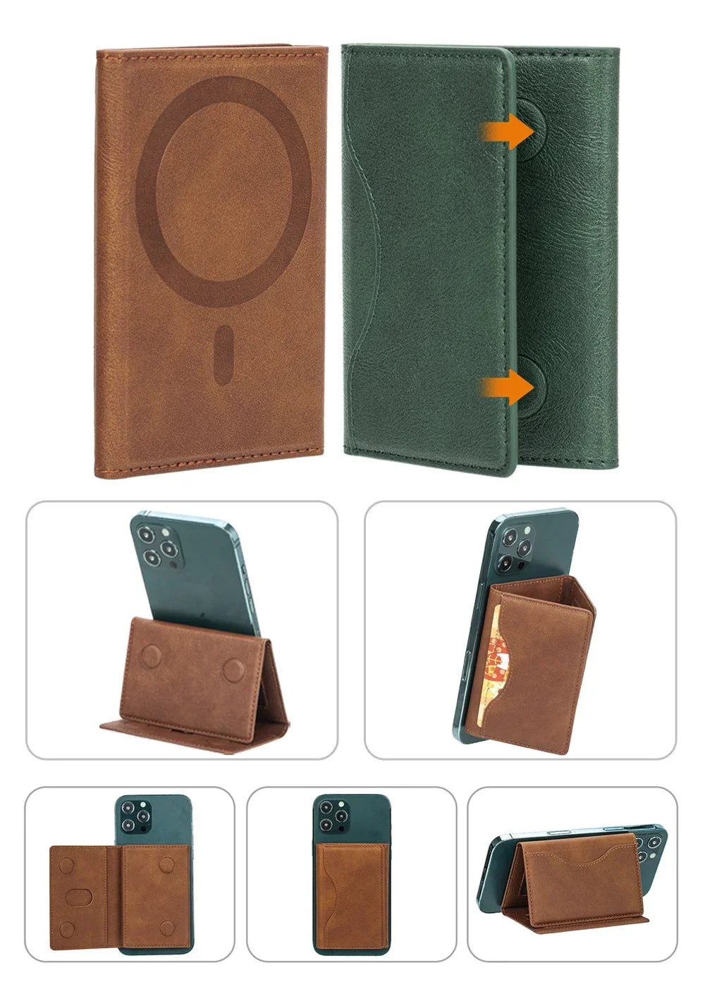 Powerful Magnetic Leather Wallet Magsafe for IPhone 16 15 Pro Max for IPhone 15 14 Pro Card Holder Phone Pouch Protective Case