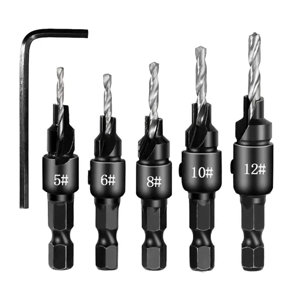 Adjustable Wood Pilot Drill and Countersink Set