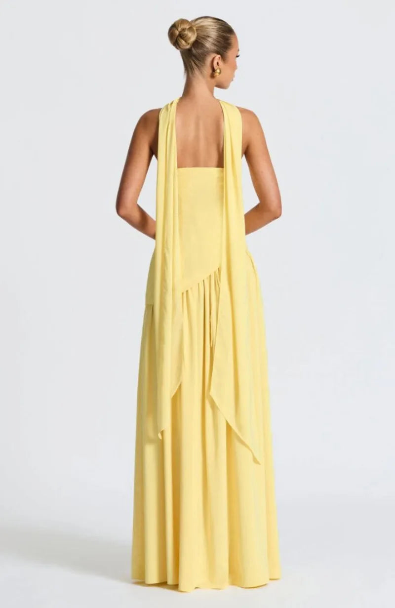 Elegant Strapless Floor-Length Women’s Slit Backless Evening Dress