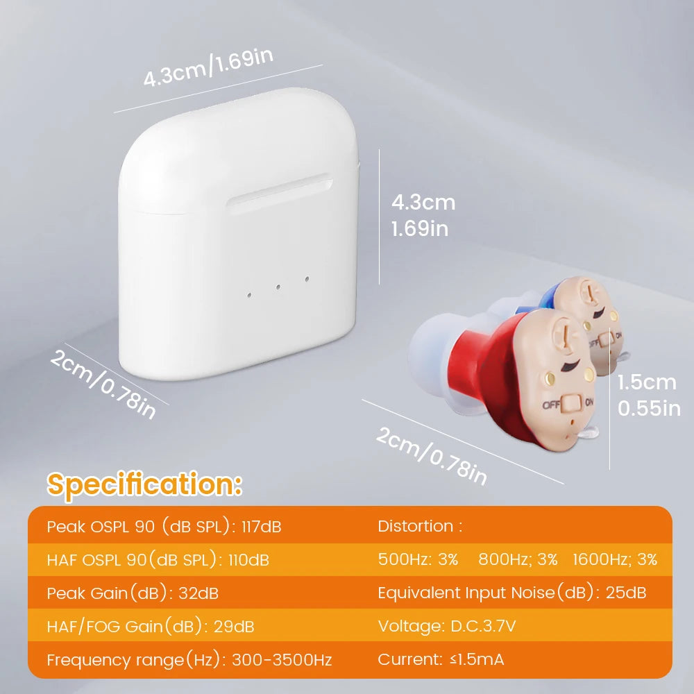 Elderly Hearing Aid Rechargeable ITE Deaf The Listening Device Mini Wireless Sound Amplifier Invisible Hearing Aids Headphones