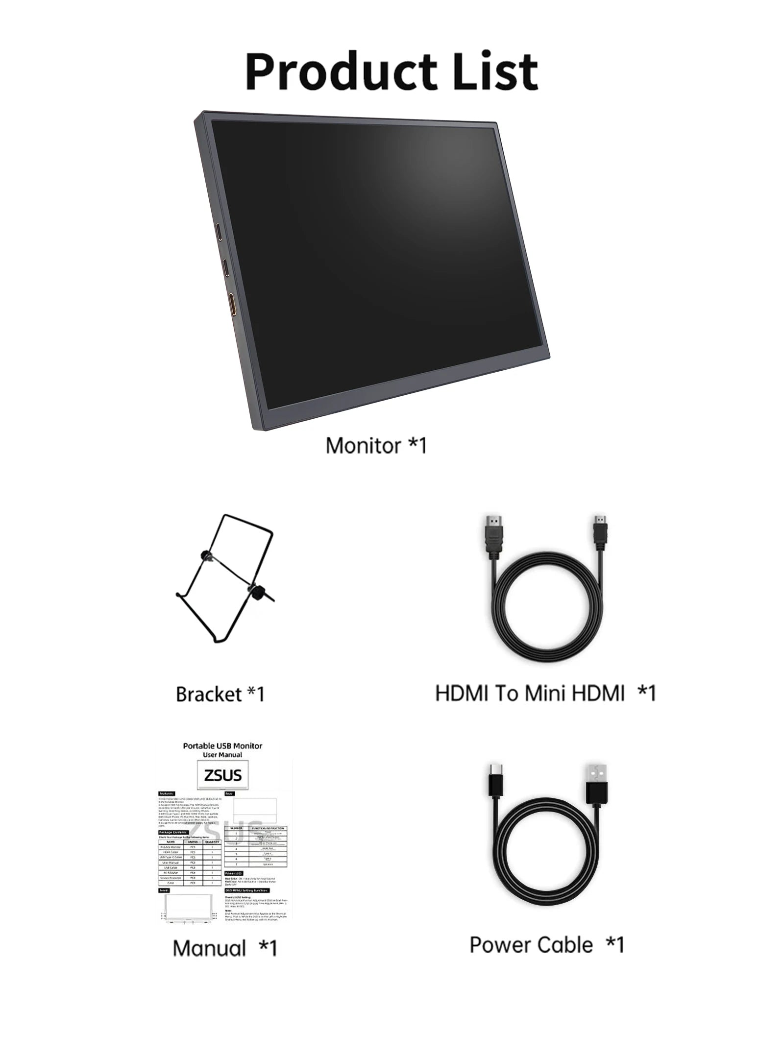 Přenosný IPS monitor ZSUS 10,5 palce 1280P